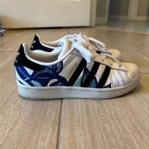 Adidas Superstar Embroidered Blue Flowers